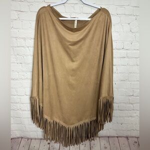 Love In Faux Suede Fringe Boho popover cape poncho sz M, EUC‎ Western